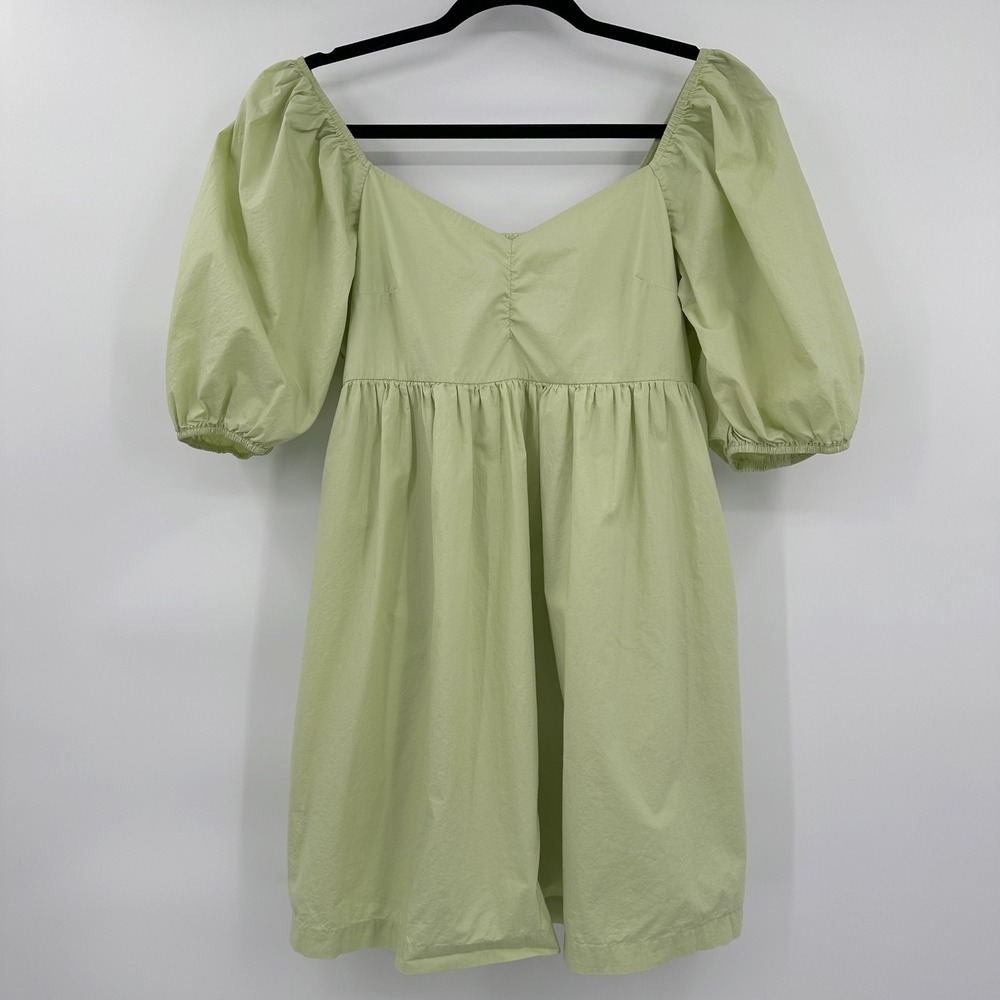 AMERICAN EAGLE Puff-Sleeve Swing Smocked‎ Mini Dress Light Green Size Large